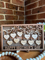 Personalised Hanging Hearts sign for 17 to 20 names